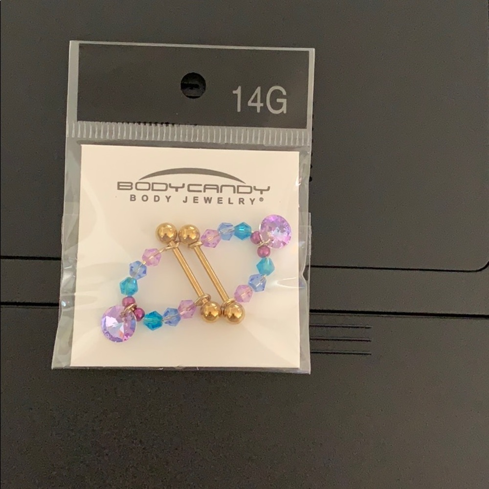 Nipple rings 14G Purple, pink, blue gold 5/8 in